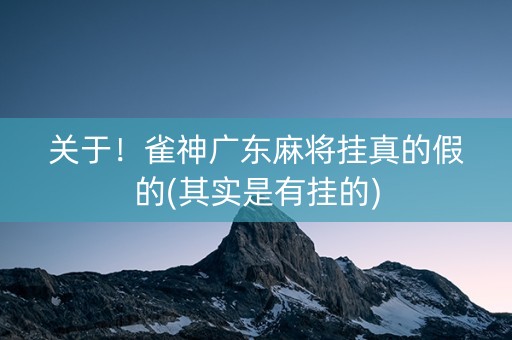 关于！雀神广东麻将挂真的假的(其实是有挂的)