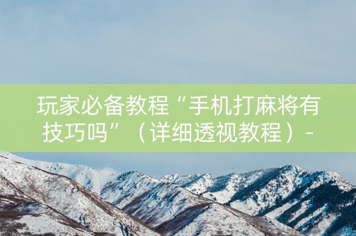 玩家必备教程“手机打麻将有技巧吗”（详细透视教程）-哔哩哔哩