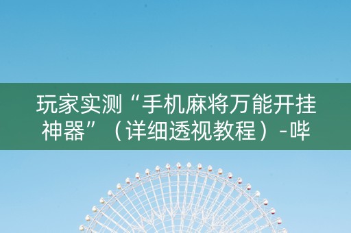 玩家实测“手机麻将万能开挂神器”（详细透视教程）-哔哩哔哩