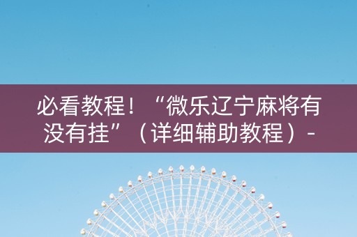 必看教程！“微乐辽宁麻将有没有挂”（详细辅助教程）-哔哩哔哩
