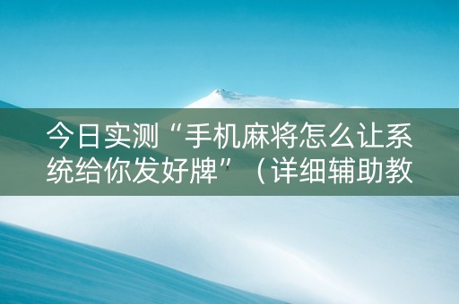 今日实测“手机麻将怎么让系统给你发好牌”（详细辅助教程）-哔哩哔哩