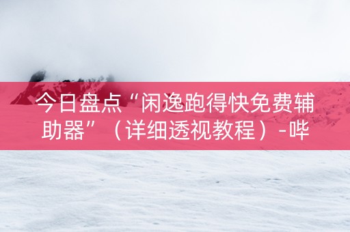 今日盘点“闲逸跑得快免费辅助器”（详细透视教程）-哔哩哔哩