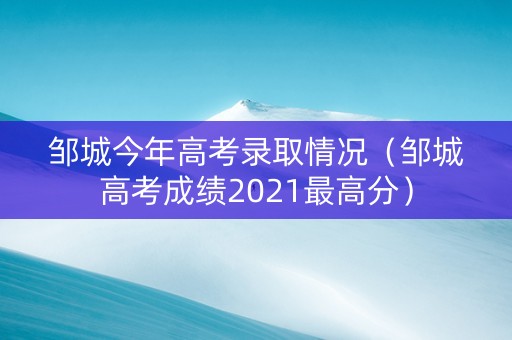 邹城今年高考录取情况（邹城高考成绩2021最高分）