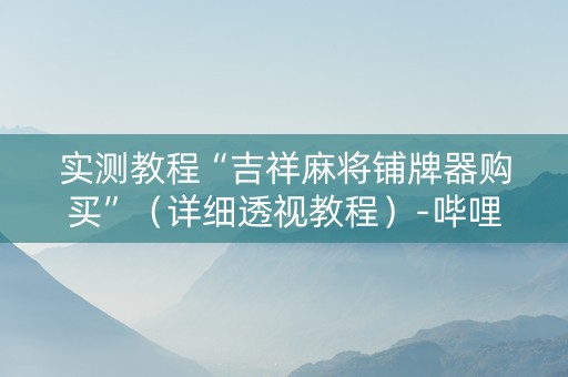 实测教程“吉祥麻将铺牌器购买”（详细透视教程）-哔哩哔哩