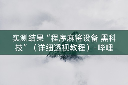 实测结果“程序麻将设备 黑科技”（详细透视教程）-哔哩哔哩