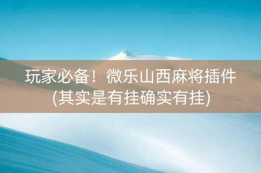 玩家必备！微乐山西麻将插件(其实是有挂确实有挂)