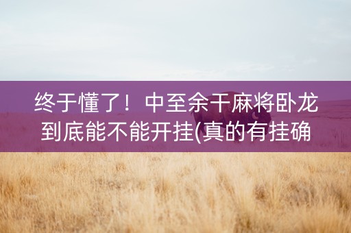 终于懂了！中至余干麻将卧龙到底能不能开挂(真的有挂确实有挂)