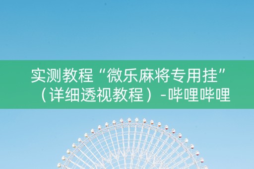 实测教程“微乐麻将专用挂”（详细透视教程）-哔哩哔哩