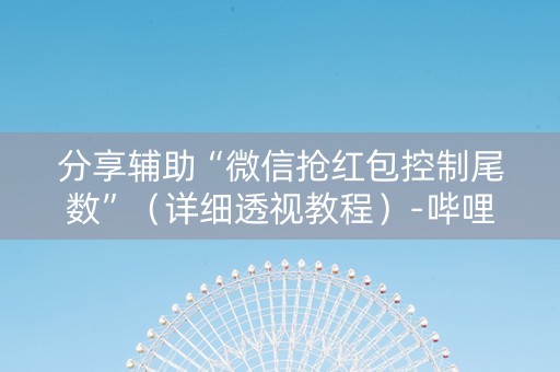 分享辅助“微信抢红包控制尾数”（详细透视教程）-哔哩哔哩