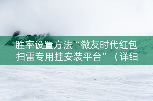 胜率设置方法“微友时代红包扫雷专用挂安装平台”（详细透视教程）-哔哩哔哩