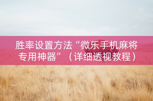 胜率设置方法“微乐手机麻将专用神器”（详细透视教程）-哔哩哔哩
