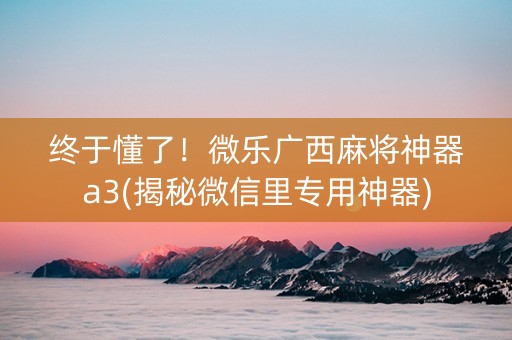 终于懂了！微乐广西麻将神器a3(揭秘微信里专用神器)