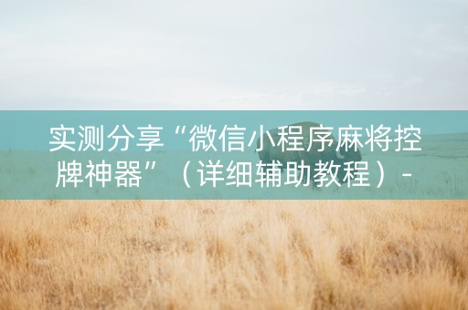 实测分享“微信小程序麻将控牌神器”（详细辅助教程）-哔哩哔哩