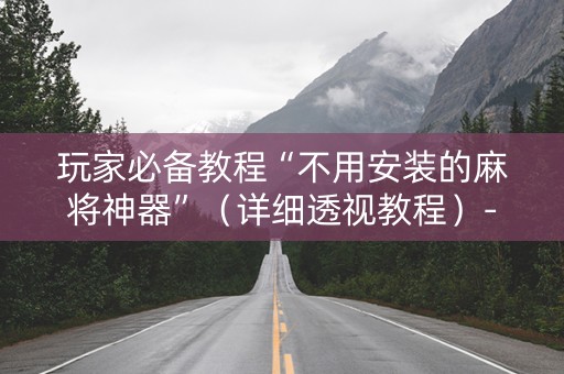 玩家必备教程“不用安装的麻将神器”（详细透视教程）-哔哩哔哩