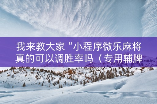 我来教大家“小程序微乐麻将真的可以调胜率吗（专用辅牌神器免安装）