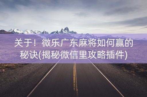 关于！微乐广东麻将如何赢的秘诀(揭秘微信里攻略插件)