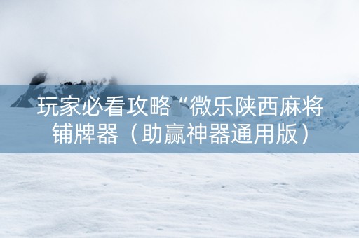 玩家必看攻略“微乐陕西麻将铺牌器（助赢神器通用版）