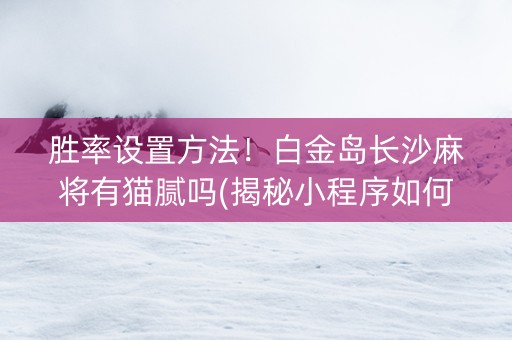 胜率设置方法！白金岛长沙麻将有猫腻吗(揭秘小程序如何让牌变好)