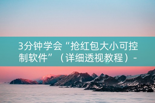 3分钟学会“抢红包大小可控制软件”（详细透视教程）-哔哩哔哩
