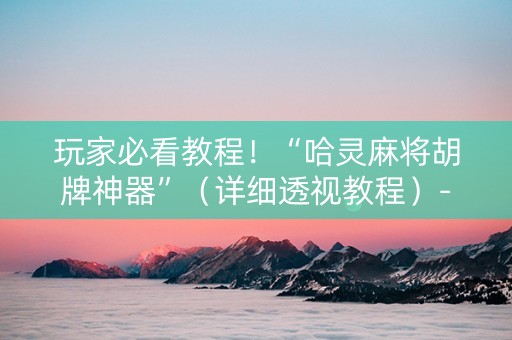 玩家必看教程！“哈灵麻将胡牌神器”（详细透视教程）-哔哩哔哩