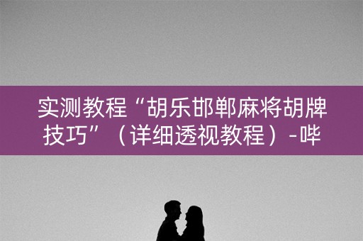 实测教程“胡乐邯郸麻将胡牌技巧”（详细透视教程）-哔哩哔哩