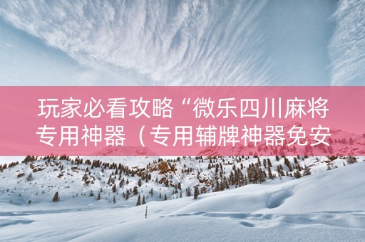 玩家必看攻略“微乐四川麻将专用神器（专用辅牌神器免安装）