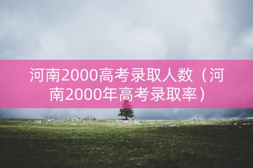 河南2000高考录取人数（河南2000年高考录取率）