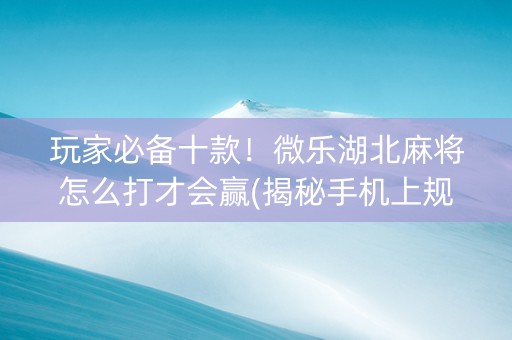 玩家必备十款！微乐湖北麻将怎么打才会赢(揭秘手机上规律攻略)