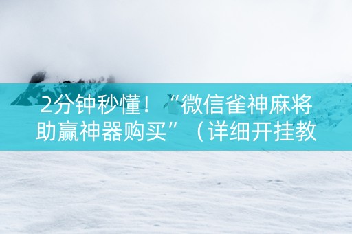 2分钟秒懂！“微信雀神麻将助赢神器购买”（详细开挂教程）-哔哩哔哩