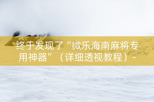 终于发现了“微乐海南麻将专用神器”（详细透视教程）-哔哩哔哩
