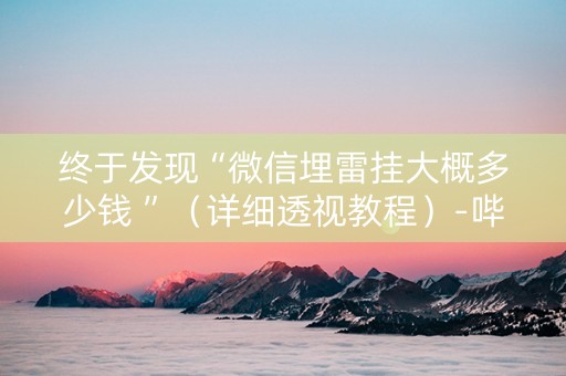 终于发现“微信埋雷挂大概多少钱 ”（详细透视教程）-哔哩哔哩