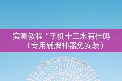 实测教程“手机十三水有挂吗（专用辅牌神器免安装）