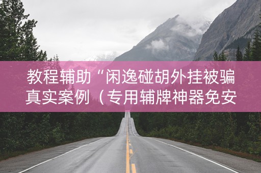 教程辅助“闲逸碰胡外挂被骗真实案例（专用辅牌神器免安装）