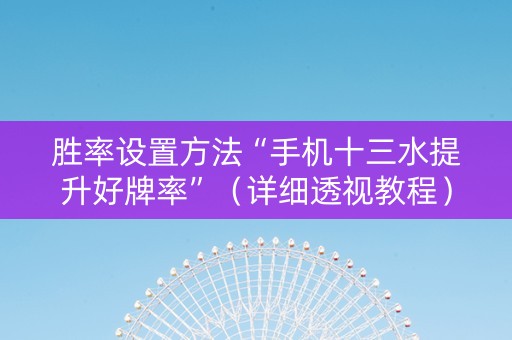 胜率设置方法“手机十三水提升好牌率”（详细透视教程）-哔哩哔哩