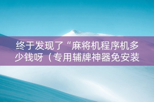 终于发现了“麻将机程序机多少钱呀（专用辅牌神器免安装）