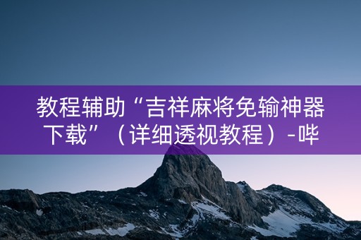 教程辅助“吉祥麻将免输神器下载”（详细透视教程）-哔哩哔哩