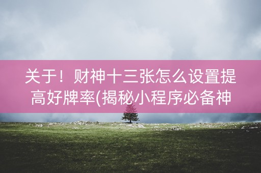 关于！财神十三张怎么设置提高好牌率(揭秘小程序必备神器)