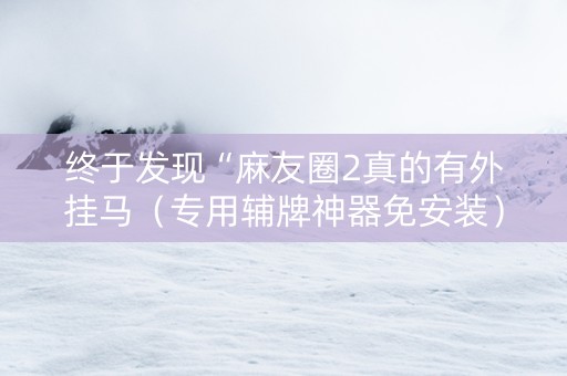 终于发现“麻友圈2真的有外挂马（专用辅牌神器免安装）