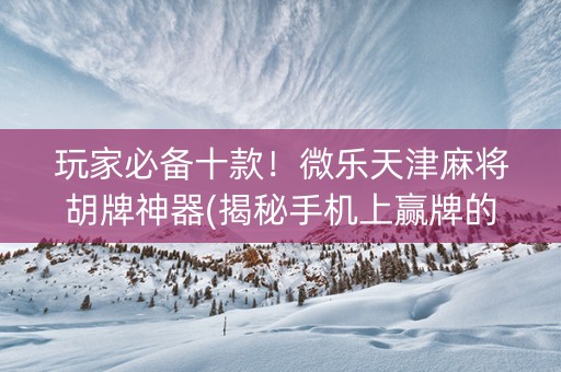 玩家必备十款！微乐天津麻将胡牌神器(揭秘手机上赢牌的技巧)