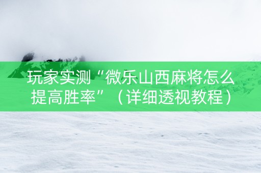 玩家实测“微乐山西麻将怎么提高胜率”（详细透视教程）-哔哩哔哩
