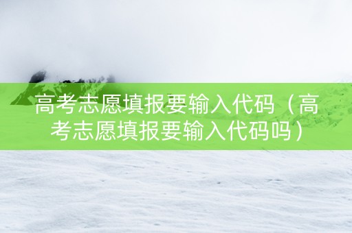 高考志愿填报要输入代码（高考志愿填报要输入代码吗）