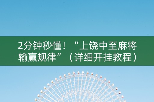 2分钟秒懂！“上饶中至麻将输赢规律”（详细开挂教程）-哔哩哔哩