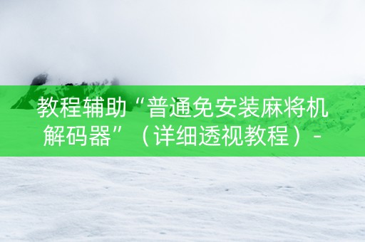 教程辅助“普通免安装麻将机解码器”（详细透视教程）-哔哩哔哩