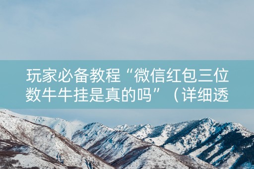 玩家必备教程“微信红包三位数牛牛挂是真的吗”（详细透视教程）-哔哩哔哩