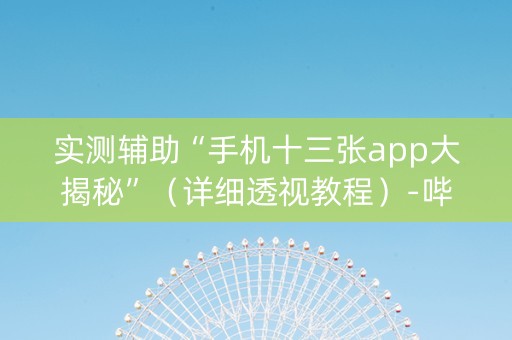 实测辅助“手机十三张app大揭秘”（详细透视教程）-哔哩哔哩