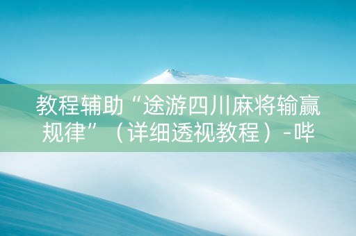教程辅助“途游四川麻将输赢规律”（详细透视教程）-哔哩哔哩