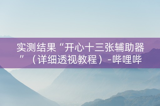 实测结果“开心十三张辅助器”（详细透视教程）-哔哩哔哩