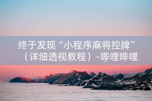 终于发现“小程序麻将控牌”（详细透视教程）-哔哩哔哩