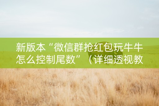 新版本“微信群抢红包玩牛牛怎么控制尾数”（详细透视教程）-哔哩哔哩