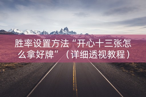 胜率设置方法“开心十三张怎么拿好牌”（详细透视教程）-哔哩哔哩
